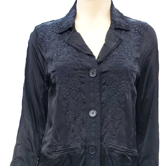 Johnny Was Crosyen Satin Jacket, BLACK - P41919-2